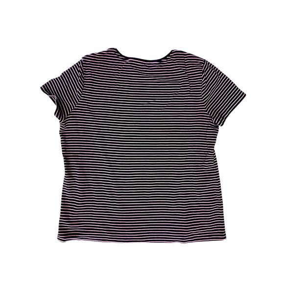 TALBOTS, SIZE XL, BLACK AND PINK STRIPED SHORT SLEEVE TOP - Picture 2 of 3
